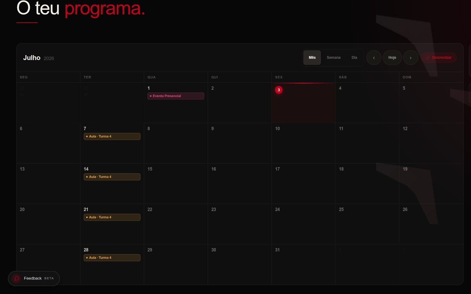 Calendário do programa SeagUp