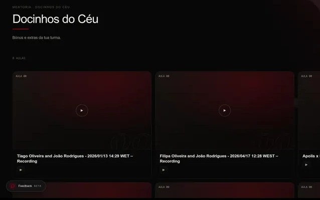 Docinhos do Céu, biblioteca de aulas bónus da SeagUp