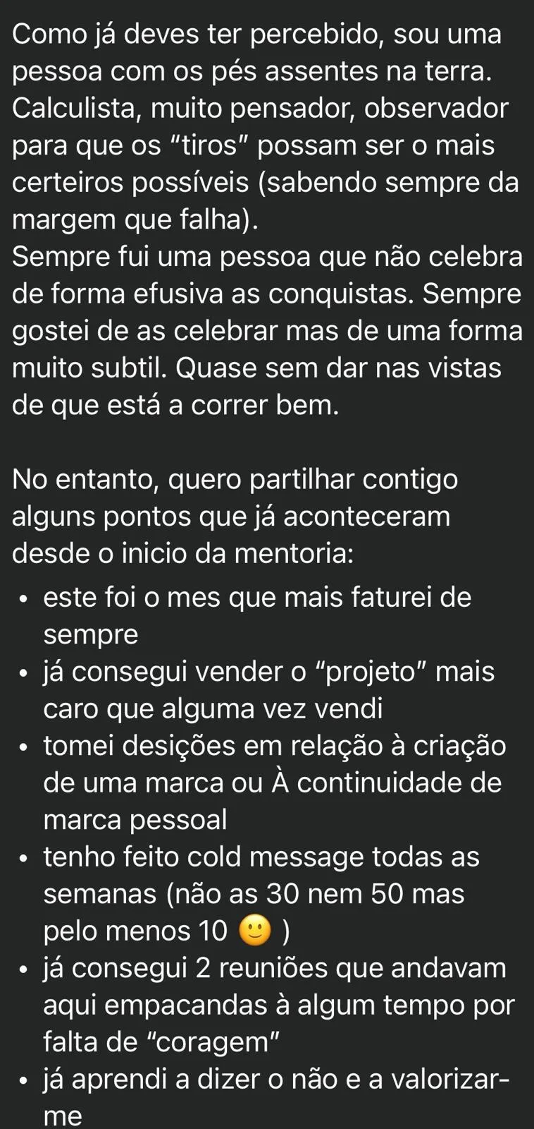 Aluna partilha o mês em que mais faturou e vendeu o projeto mais caro da carreira