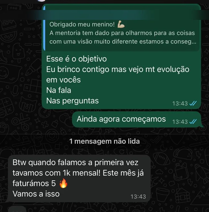Aluno passa de 1000 euros por mês para 5000 euros de faturação mensal